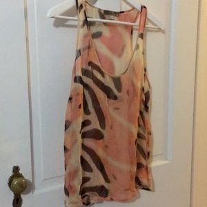 Multi color print silk tank top